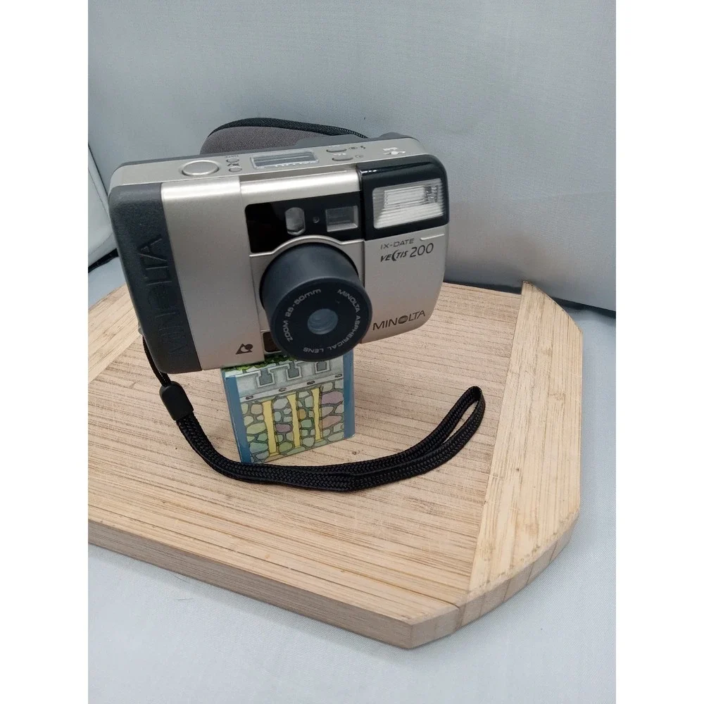 Minolta Vectis 200 IX-Date Silver Point & Shoot APS Film Camera - Tested & Works